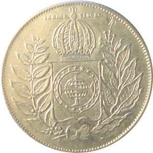 Reverso de 500 réis (1848-1852) - 1848-1852 3º. Sistema Monetário, 1º. Tipo - Prata
