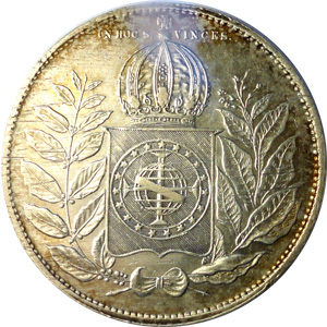 Reverso de 2 mil-réis (1851-1852) - 1848-1852 3º. Sistema Monetário, 1º. Tipo - Prata