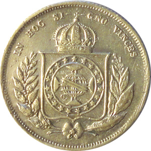 Reverso de moeda da série 1853-1867 3º. Sistema Monetário, 2º. Tipo - Prata