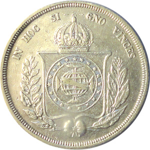 Reverso de 500 réis (1853-1867) - 1853-1867 3º. Sistema Monetário, 2º. Tipo - Prata
