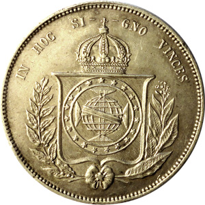 Reverso de 2 mil-réis (1853-1867) - 1853-1867 3º. Sistema Monetário, 2º. Tipo - Prata