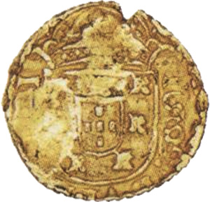Reverso de moeda da série 1686-1686 Carimbos Coroados - 4ª. série - Ouro