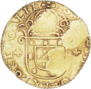 Reverso de 4.400 réis (1686) - 1686-1686 Carimbos Coroados - 4ª. série - Ouro