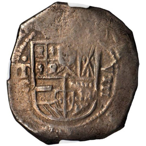 Reverso 480 réis (Carimbo 480 coroado sobre 8 reales)
