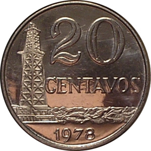 Reverso de 20 centavos de cruzeiro (1978) - 1970-1979 Cruzeiros, 1ª. família