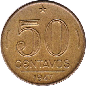 50 centavos de cruzeiro (1947) - 1945-1964 Ensaios e Provas: Cruzeiro