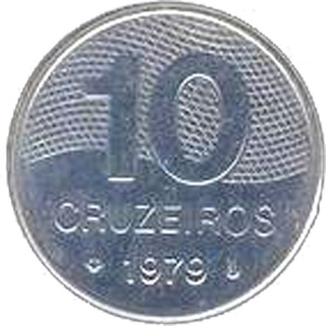 10 cruzeiros (1979) - 1964-1985 Ensaios e Provas: Regime Militar