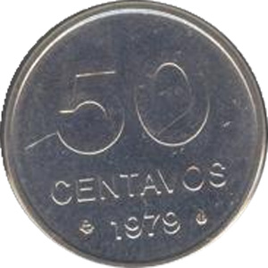 50 centavos de cruzeiro (1979) - 1964-1985 Ensaios e Provas: Regime Militar
